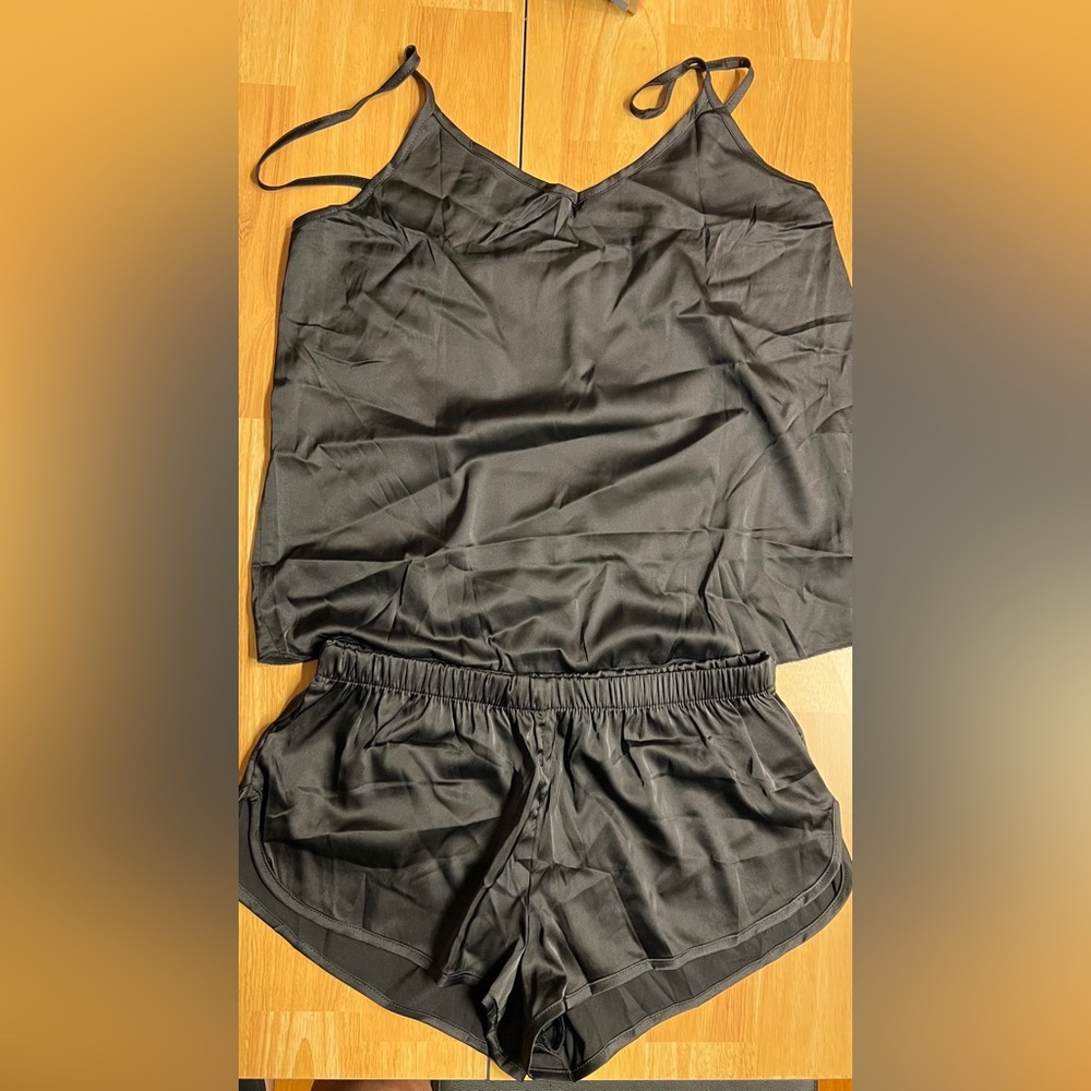 Black Satin PJ Set